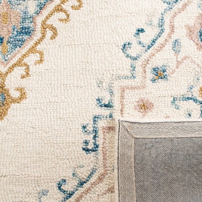 Ivory and Blue Hand-Tufted Wool Area Rug, 2'3" x 4'