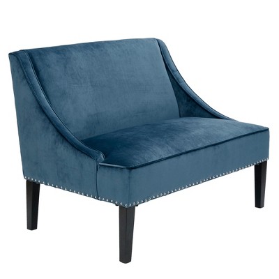 Delaney Swoop Arm Settee Blue