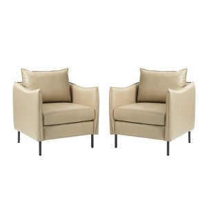 Georges Modern Vegan Leather Armchair with Unique Arms Set of 2|ARTFUL LIVING DESIGNS - 1 of 4