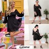 EXLURA Women's 2025 Casual Long Lantern Sleeve Dresses Square Neck Ruffle Tie Back Elastic Waist Aline Short Mini Dress - 4 of 4