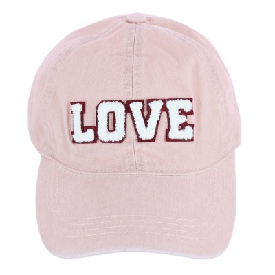 David & Young Women\'s Dusty Target Cap Lettered Baseball Hat, : Pink Love Chenille