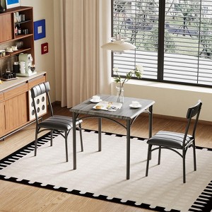 3-Piece Dining Table Set with 2 Upholstered Chairs – Compact Kitchen & Breakfast Nook Furniture - 1 of 4