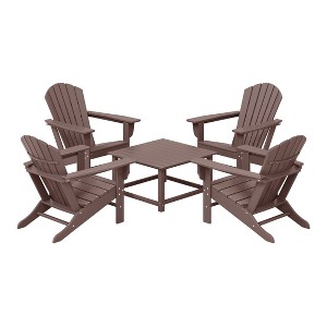 WestinTrends Dylan 5-Piece Outdoor Patio HDPE Adirondack Chair With Square Coffee Table Conversation Set - 1 of 4