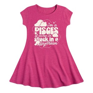 Girls' - Instant Message - I'm A Pisces Daydream Fit & Flair Cap Sleeve Graphic Dress - 1 of 4