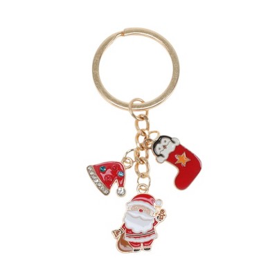 Unique Bargains Christmas Keychain Double Ring Zinc Alloy Multicolored 1 Pc
