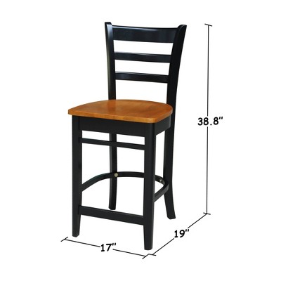 Emily Black and Cherry Wood Counter Height Barstool