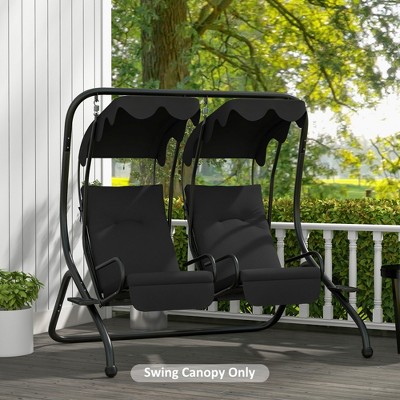 Black Polyester 2-Seater Swing Canopy Replacement Top Cover