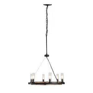 23"x21" 6-Light Gian Chandelier Ceiling Light Black - A&B Home: Transitional Style, Iron & Glass, UL Listed - 1 of 4