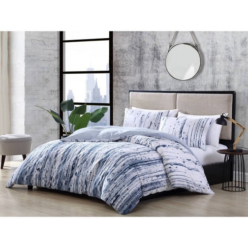 City Scene Branches French Blue Duvet Cover Set, Full/Queen 