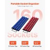 VEVOR Socket Organizer Tray, 2PCS Metric & SAE Socket Organizer Set Hold up to 160 Sockets, 1/4", 3/8" and 1/2" Heavy-Duty Socket Rail Red+Blue - 3 of 4