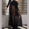 Lace High Waist Skirt Black Sexy A-Line Maxi Skirt with Elastic Waistband Semi-Sheer Dark Witchy Boho Ankle Length - 3 of 4