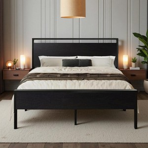 Platform Bed Frame with Headboard and Footboard Under Bed Storage No Box Spring Needed 12 Metal Slats Noise Free - 1 of 4