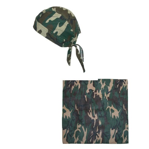 CTM Men's Cotton Lined Camo Skull Do Rag Cap with Bandana Kit - image 1 of 1