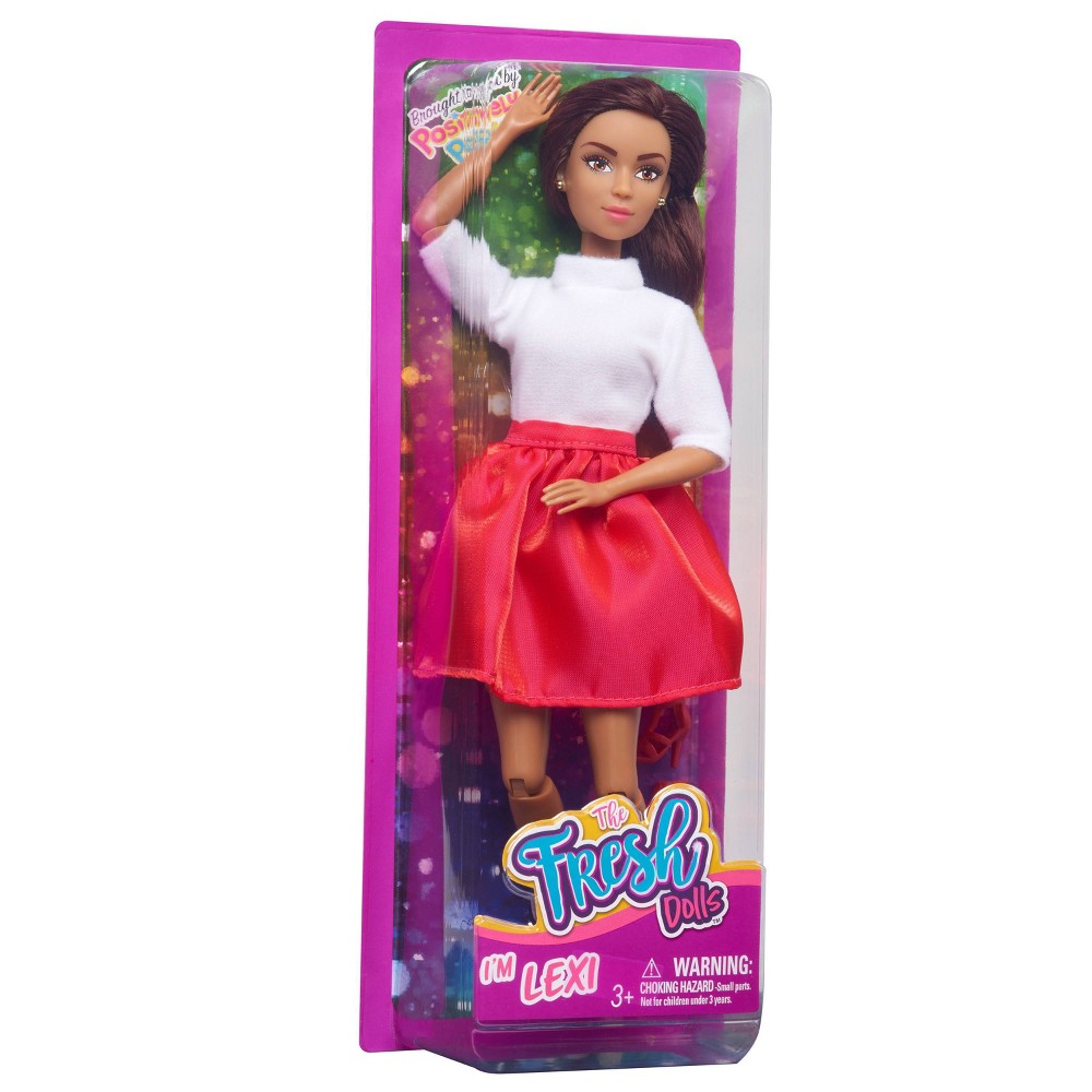 Fresh Dolls Lexi Fashion Doll  11.5-inches tall  white shirt and red skirt  brown hair  Kids Toys for Ages 3 Up  Gifts and Presents