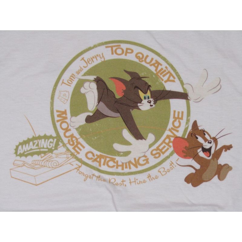 Tom & Jerry Mouse Catching Service Mens White Graphic Tee, 2 of 3