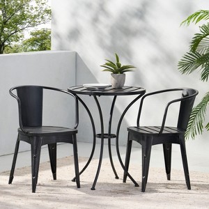 3pc Metal Dining Set Chat Set Colmar-Christopher Knight Home - 1 of 4