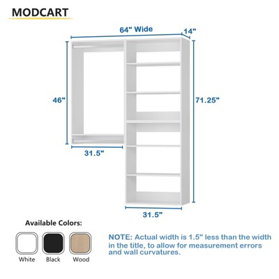Organizer System with Towers and Hanging, Wood Closet Tower Storage for Walk In Closets, Wall Mounted Wardrobe Organizer Kit System, Bedroom