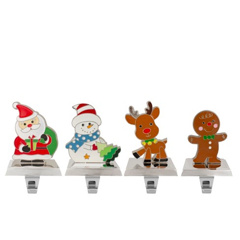 Northlight Set Of 4 Christmas Figures Stocking Holders With Silver