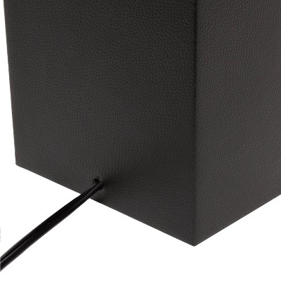 Modern Brown Leather Table Lamp with USB and White Fabric Shade