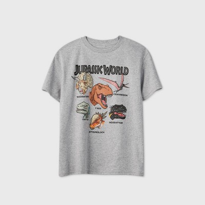 Boys Short Sleeve Jurassic World T Shirt Gray Target - roblox jurassic world shirt