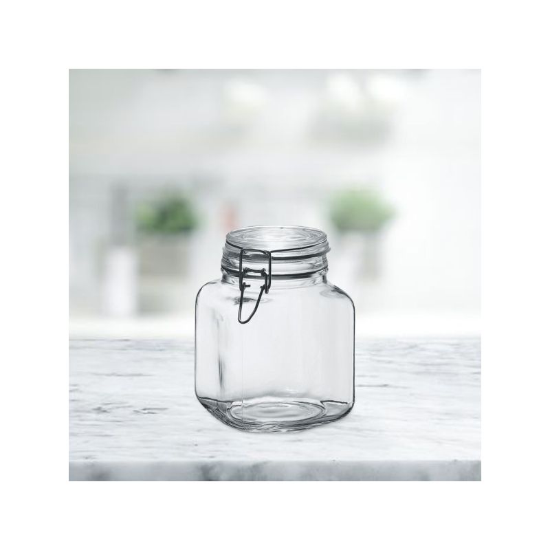 Amici Home Glass Hermetic Preserving Canning Jar Italian, Airtight Clamp Lids, Kitchen Canisters for Flour, Cereal, Coffee, Pasta, 2-Piece, 58 oz., 5 of 7