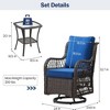 GustoWave 3-Piece Outdoor Wicker Rocking Chair Bistro Set With 2 Swivel Chairs And Tempered Glass Tabletop For Patio Porch Backyard - 2 of 4