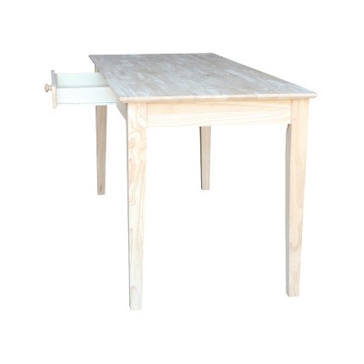64" Unfinished Solid Wood Writing Desk with Drawer