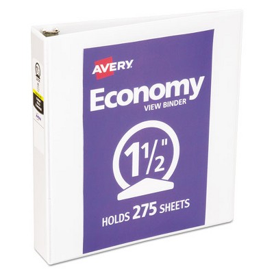 Photo 1 of Avery Economy View Binder with Round Rings , 3 Rings, 1.5" Capacity, 11 x 8.5, White, (5726)