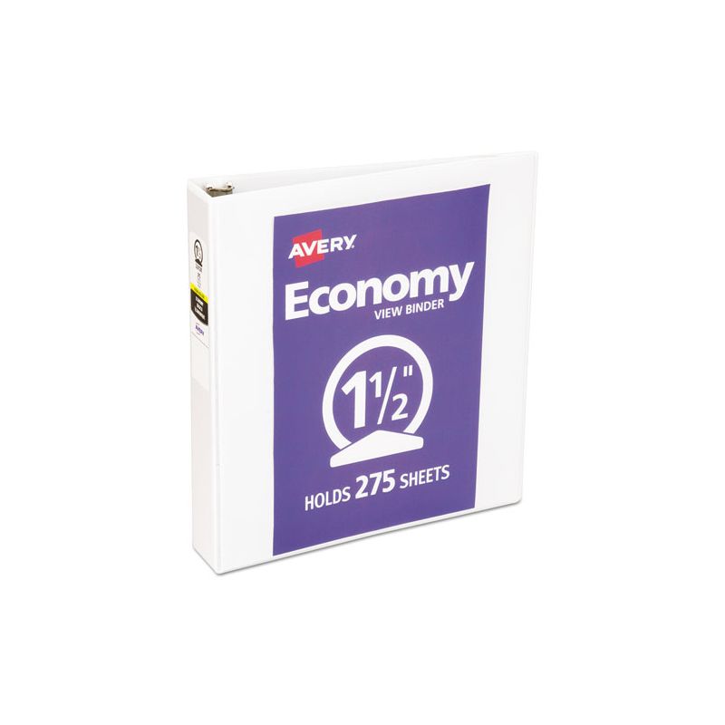 Avery Economy View Binder with Round Rings , 3 Rings, 1.5" Capacity, 11 x 8.5, White, (5726), 1 of 8
