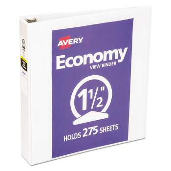 Avery Economy View Binder with Round Rings , 3 Rings, 1.5" Capacity, 11 x 8.5, White, (5726)