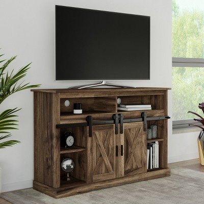 60-inch TV Stand – Entertainment Center with Media Console Shelves, Cable Management and Sliding Barn Style Doors by Lavish Home (Espresso Woodgrain)