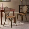 Modern Rattan Dining Chair, Lightweight Dining Chair with Curved Backrest Design, Wood Frame Chair with Natural Texture-Coolbibila - 2 of 4