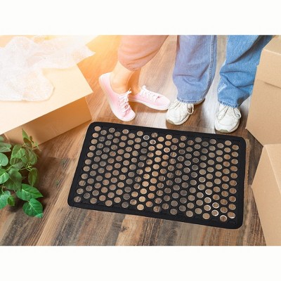Harold Black Heavy-Duty Non-Slip Rubber Outdoor Door Mat - 24x16 Inches