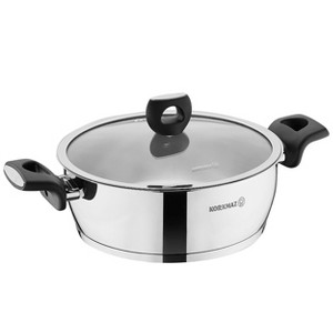 Korkmaz Nora 9.5 Inch Stainless Steel Low Casserole with Lid in Silver - 1 of 3