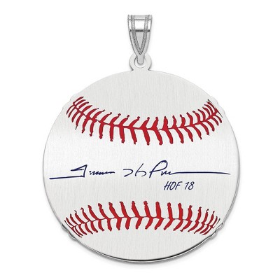 Black Bow Jewelry Sterling Silver Trevor Hoffman Signature LG Enamel Baseball Pendant
