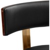 Studio 55D Walnut Bar Stool Brown 25 1/2" High Mid Century Black Leather with Backrest for Kitchen Counter Height Island - 4 of 4