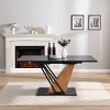 61" Extendable Dining Table,Table With Metal Frame And MDF Base,Adjustable Wooden Tabletop,Rectangular Office Conference Table-Coolbibila - 3 of 4