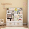 KWPZQEB Kids Bookshelf, Wooden Montessori Bookshelf with 2 Storage Drawers & 8 Open Shelves, Multi-Tier Toy Organizer for Playroom, Bedroom, White - 2 of 4