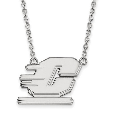 Black Bow Jewelry 10k White Gold Central Michigan Chippewas NCAA Necklace 18 Inch