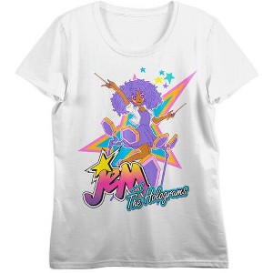 Jem And The Holograms Shana On Drums Women’s White Short Sleeve Perfect Tee - 1 of 4