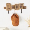 2"x19" Wood Handmade Live Edge Lake Sign 3 Hanger Wall Hook with Metal Accents Brown - Olivia & May: Nautical Entryway Rack - 2 of 4