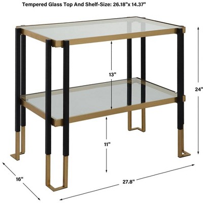 Kentmore Rectangular Black and Gold Glass Side Table
