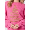 Women's Christmas Tree Lurex Thread Embroidery Sweater - Peach Love - 4 of 4