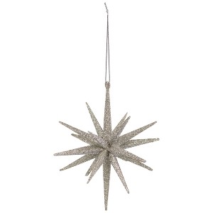 Northlight Sparkling Glitter Starburst Hanging Christmas Ornament - 6" - Silver - 1 of 4