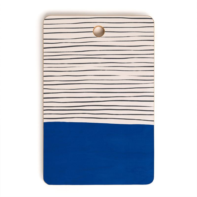 Hello Twiggs Dark Blue Abstract Rectangle Cutting Board - Deny Designs, 1 of 4