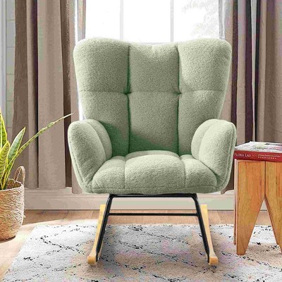 CAVINAS  Upholstered Accent Chair with Metal Frame,Modern Teddy  Rocking Chairs for Bedroom,Reading Room