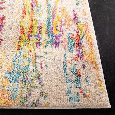 Beige and Yellow Synthetic Flat Woven Square Rug