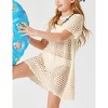 Girls Swim Cover Up Crochet Bathing Suit Cover Ups Short Sleeve Summer Beach Dress - 4 of 4