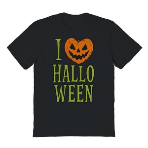 Rerun Island Men I Love Halloween Smiling Pumpkin Short Sleeve Graphic Cotton T-Shirt - 1 of 4