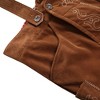 Men's Retro Faux Leather Embroidered Bib Shorts Outfit Leather Trousers - 4 of 4
